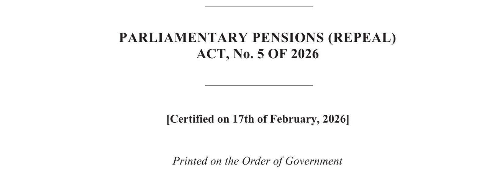 Sri Lanka Repeals Parliamentary Pension Law